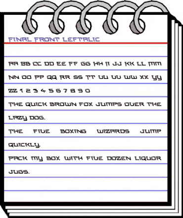 Final Front Leftalic Italic animated font preview