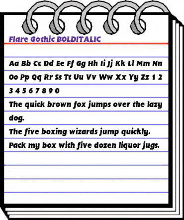 Flare Gothic BOLDITALIC animated font preview