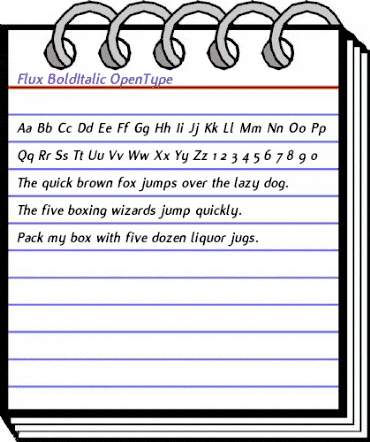 Flux BoldItalic animated font preview