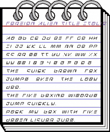 Foreign Alien Title Italic Italic animated font preview