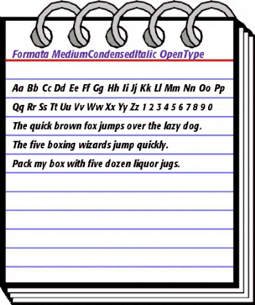 Formata Medium Condensed Italic animated font preview