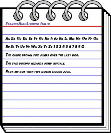 FrancisHighLighted Italic animated font preview FrancisHighLighted Italic animated font preview