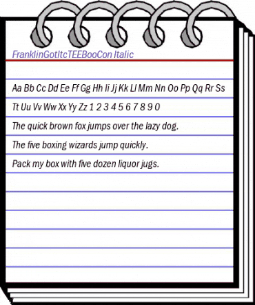 FranklinGotItcTEEBooCon Italic animated font preview