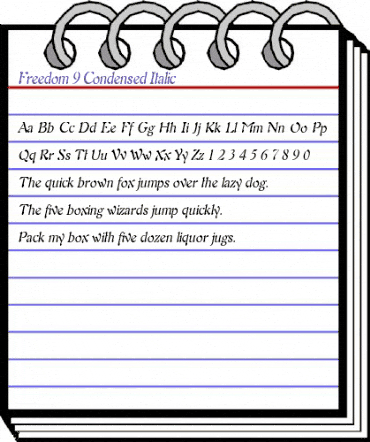 Freedom 9-Condensed Italic animated font preview