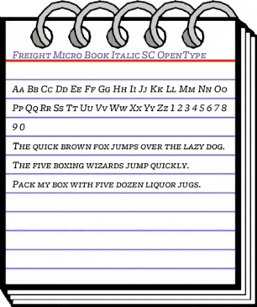 Freight Micro Book Italic SC animated font preview