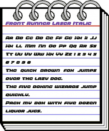 Front Runner Laser Italic Italic animated font preview