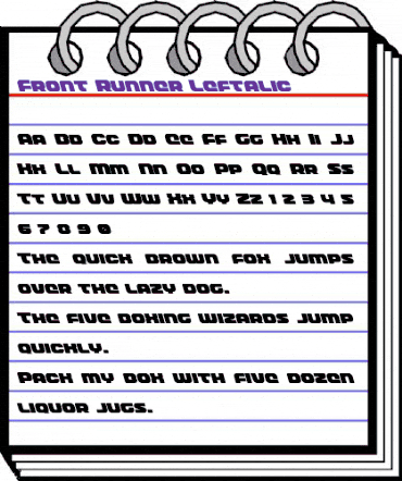 Front Runner Leftalic Italic animated font preview