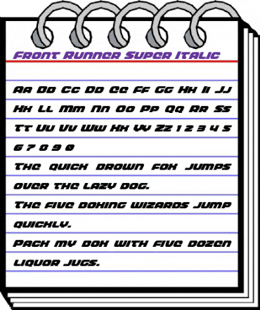 Front Runner Super-Italic Italic animated font preview
