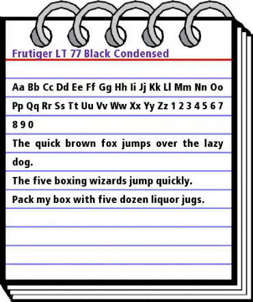 Frutiger LT 77 BlackCn Regular animated font preview