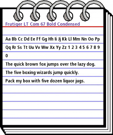 Frutiger LT Com 67 Bold Condensed animated font preview