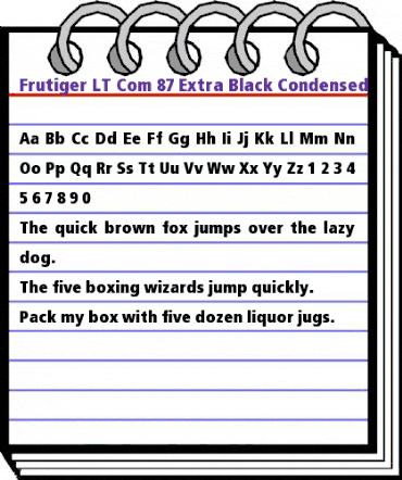 Frutiger LT Com 87 Extra Black Condensed animated font preview