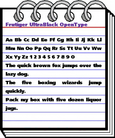 Frutiger 95 Ultra Black animated font preview