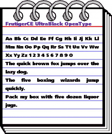 Frutiger CE 95 Ultra Black animated font preview