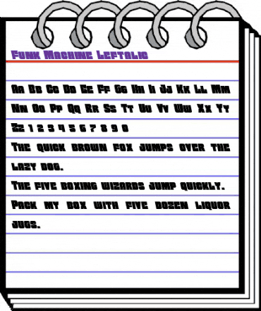 Funk Machine Leftalic Italic animated font preview