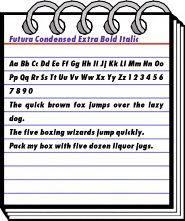 Futura Condensed Extra Bold Italic animated font preview