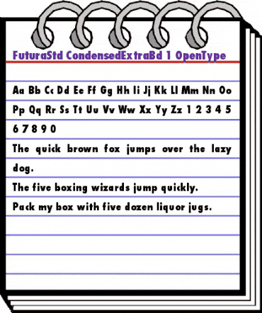 Futura Std Extra Bold Condensed animated font preview
