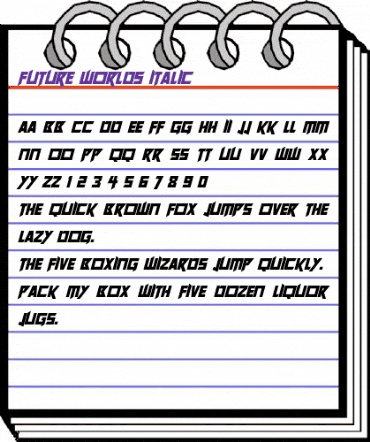 Future Worlds Italic animated font preview