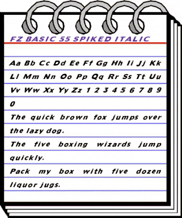 FZ BASIC 55 SPIKED ITALIC Normal animated font preview