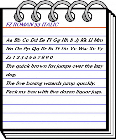 FZ ROMAN 33 ITALIC Normal animated font preview
