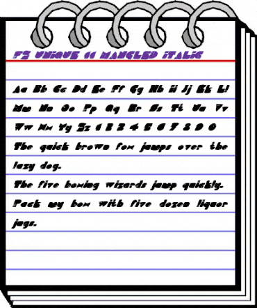 FZ UNIQUE 11 MANGLED ITALIC Normal animated font preview
