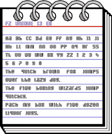 FZ UNIQUE 13 EX Normal animated font preview
