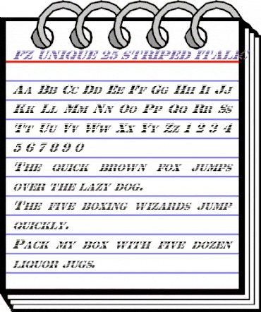FZ UNIQUE 25 STRIPED ITALIC Normal animated font preview
