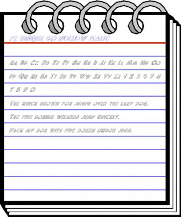 FZ UNIQUE 40 HOLLOW ITALIC Normal animated font preview