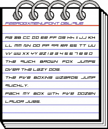 F-Zero GX Menu Font Obl Italic animated font preview