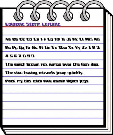 Galactic Storm Leftalic Italic animated font preview