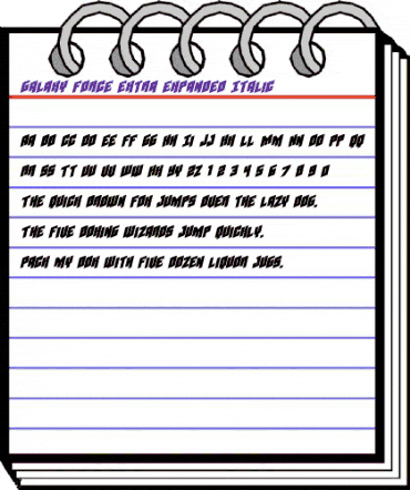 Galaxy Force Extra-Expanded Italic Expanded Italic animated font preview