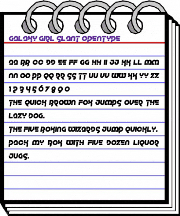 Galaxy Girl Slant Regular animated font preview