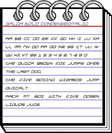 Galga Bold Condensed Italic Bold Condensed Italic animated font preview