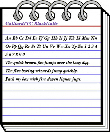 GalliardITC Black Italic animated font preview