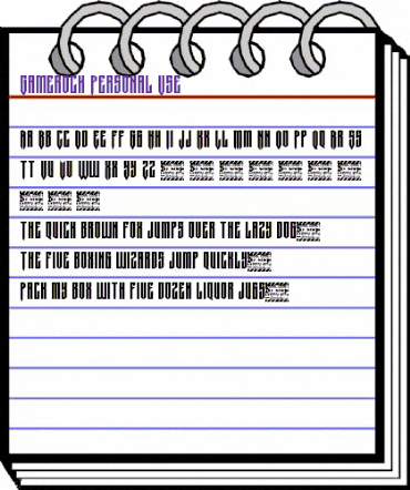 Gamerock Personal Use Regular animated font preview