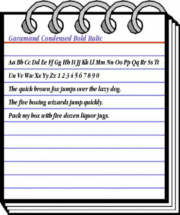 Garamand Condensed Bold Italic animated font preview