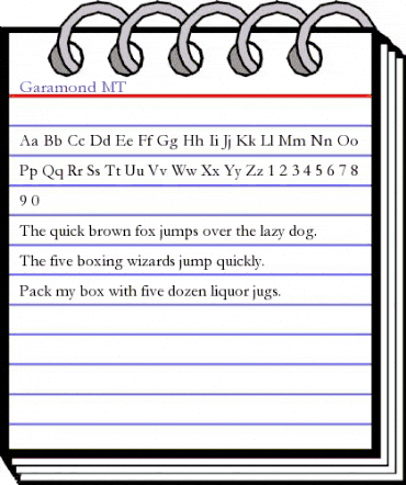 Garamond MT Regular animated font preview Garamond MT Regular animated font preview