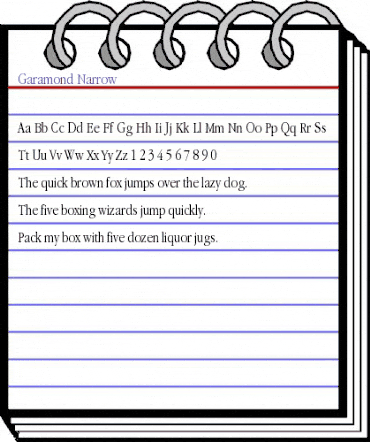 Garamond Narrow Regular animated font preview