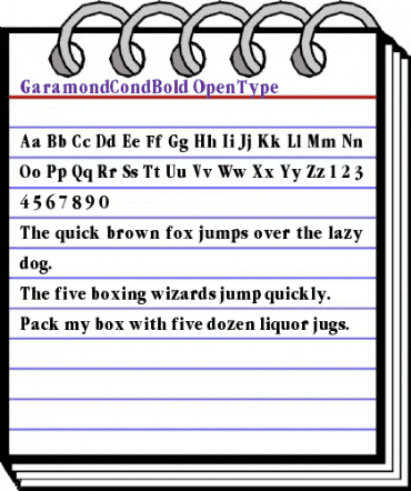 Garamond CondBold animated font preview
