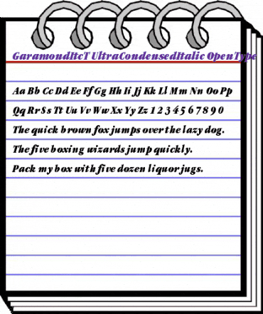 GaramItcTUltConIta Regular animated font preview