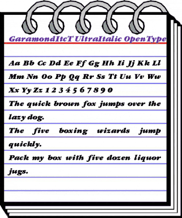 GaramItcTUltIta Regular animated font preview