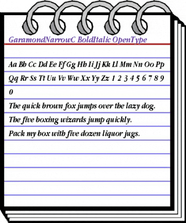 GaramondNarrowC Regular animated font preview