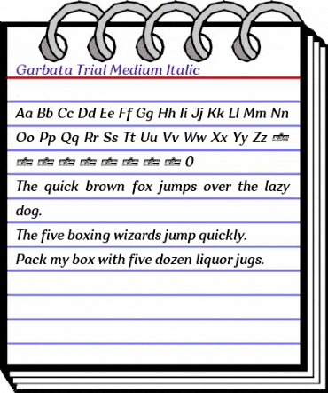 Garbata Trial Medium Italic animated font preview