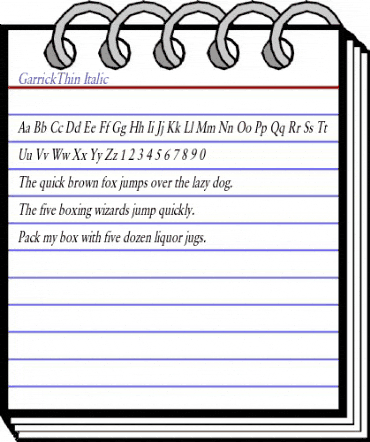 GarrickThin Italic animated font preview GarrickThin Italic animated font preview