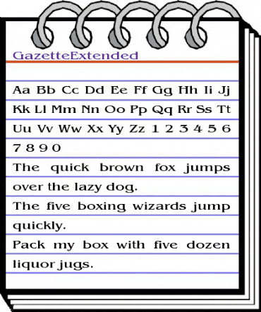 GazetteExtended Regular animated font preview