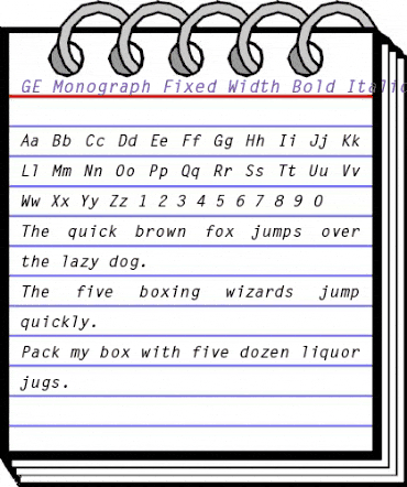 GE Monograph Fixed Width Bold Italic animated font preview
