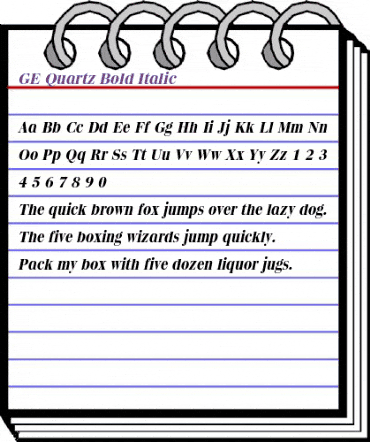 GE Quartz Bold Italic animated font preview