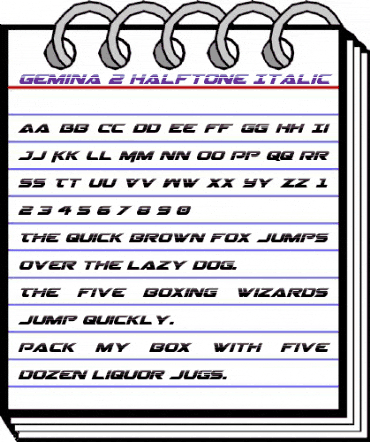 Gemina 2 Halftone Italic Italic animated font preview