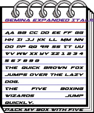 Gemina Expanded Italic Expanded Italic animated font preview Gemina Expanded Italic Expanded Italic animated font preview