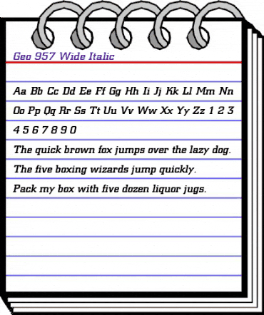 Geo 957 Wide Italic animated font preview Geo 957 Wide Italic animated font preview