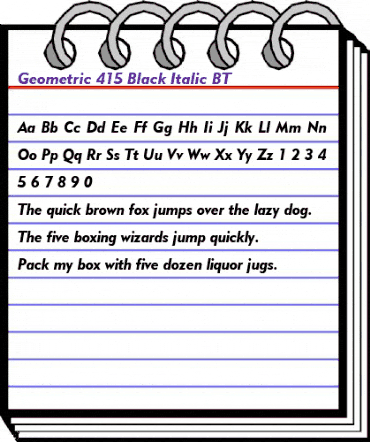 Geometr415 Blk BT Black Italic animated font preview Geometr415 Blk BT Black Italic animated font preview